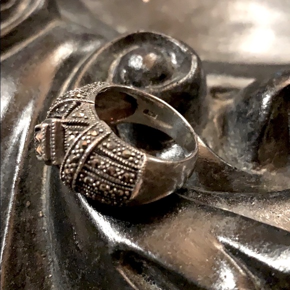 Marchesite ring, beautiful heavy sterling silver - Picture 3 of 7